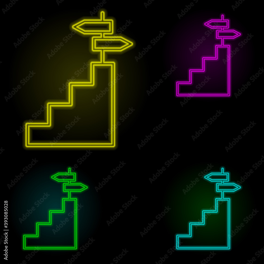Poster stairs, direction icon neon color set icon. simple thin line, outline vector of business icons for u