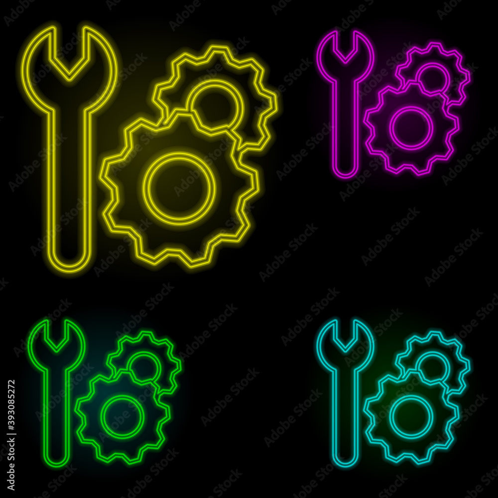 Poster wrench, settings icon neon color set icon. simple thin line, outline vector of business icons for ui