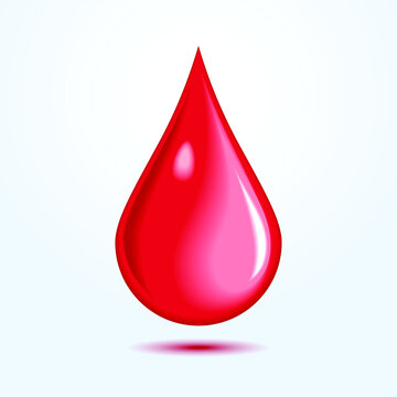  red blood drop. drop of blood on white
