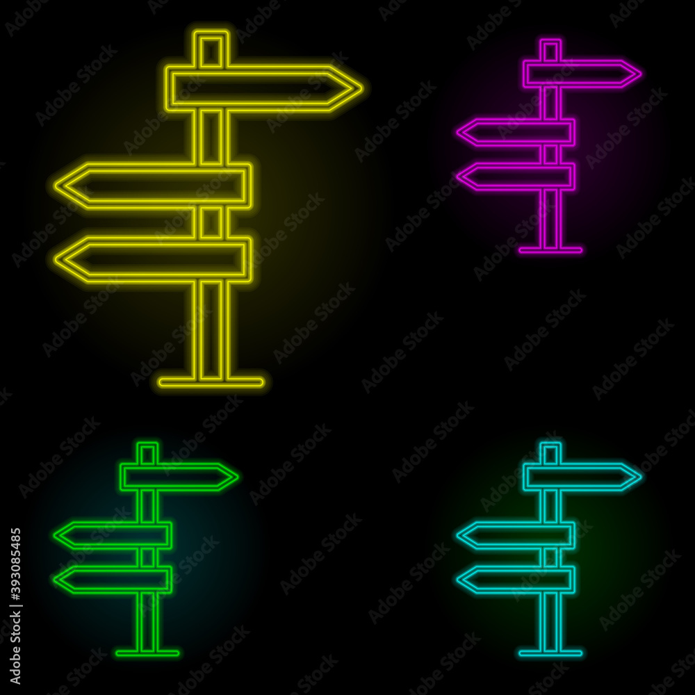 Aufkleber direction, arrow icon neon color set icon. simple thin line, outline vector of business icons for ui