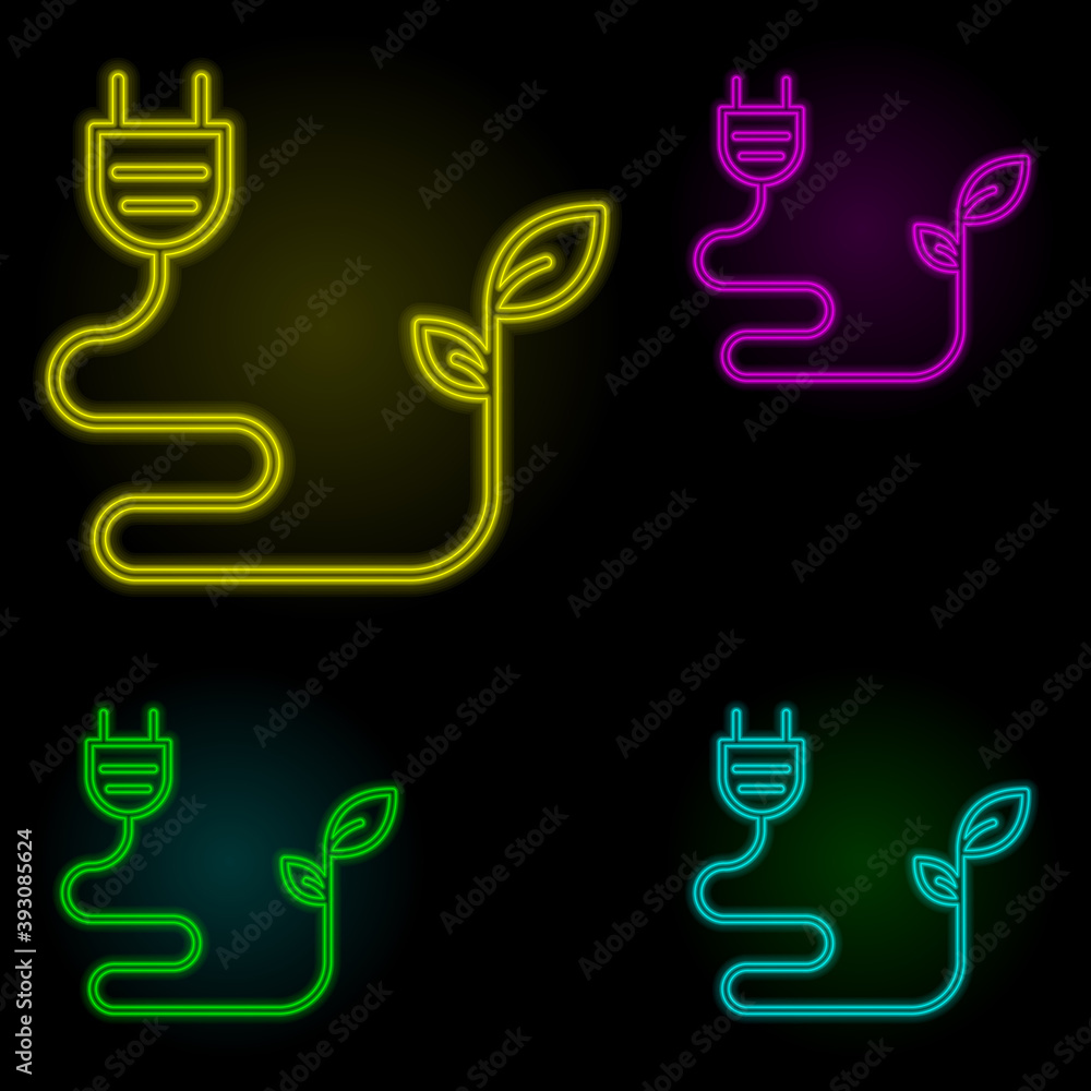Poster socket, sprout icon neon color set icon. simple thin line, outline vector of business icons for ui a