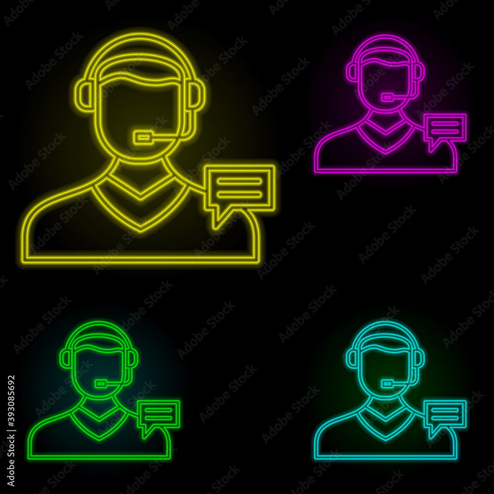 Poster comment, consultant icon neon color set icon. simple thin line, outline vector of business icons for