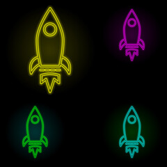 rocket, startup icon neon color set icon. Simple thin line, outline vector of business icons for ui and ux, website or mobile application