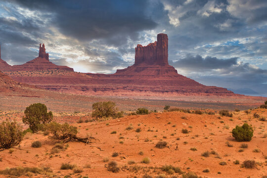 Monument valley dramatic landscape. Colorado Plateau on the Arizona Utah border in the United States.