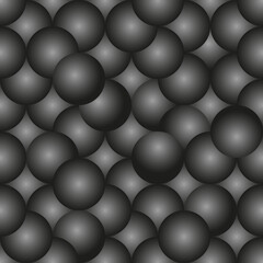 Black abstract background. 3d seamless geometric pattern. Vector illustration EPS10. Stylish template made out of repeating circles. Granules, powder, balls.