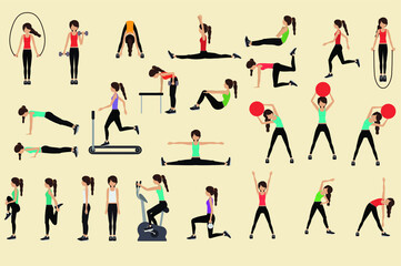 woman doing exercise vector illustration.