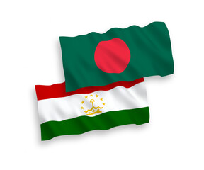 Flags of Tajikistan and Bangladesh on a white background