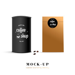 Branding and packaging design - mockup template isolated for presentation and advertising. Coffee Brand Logo for brand identity. Modern vector illustration