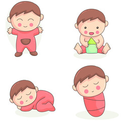 lovely collection hand-drawn baby. set of cartoon kids