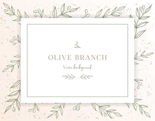Abstract vector background template wedding invitation greeting  card, posters or banner with hand drawn line floral green olive branch with pastel or watercolor. Modern cover design post social media