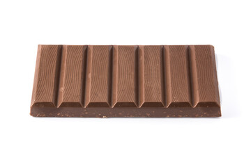 Chocolate turron nougat with puffed rice for Christmas isolated on white background	
