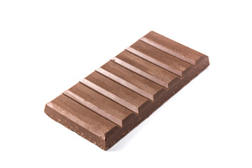 Chocolate turron nougat with puffed rice for Christmas isolated on white background	