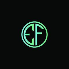 EF MONOGRAM letter icon design on BLACK background.Creative letter EF/E F logo design.
 EF initials MONOGRAM Logo design.