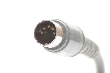 Stereo analog cable with DIN plug on white background