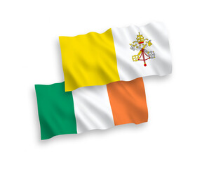 Flags of Ireland and Vatican on a white background