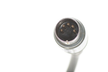 Stereo analog cable with DIN plug on white background
