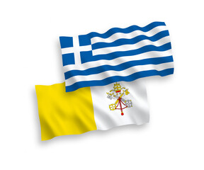 Flags of Greece and Vatican on a white background