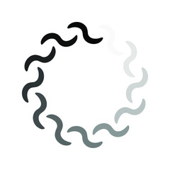 Obraz premium Wavy gray lines in the form of a circle on a white background.