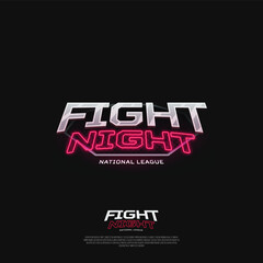 Fototapeta premium Fight night sign. Modern neon sport logo design.