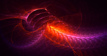 3D rendering abstract multicolor fractal light background