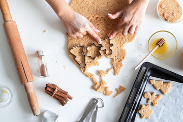 woman hands baking cookies at the kitchen