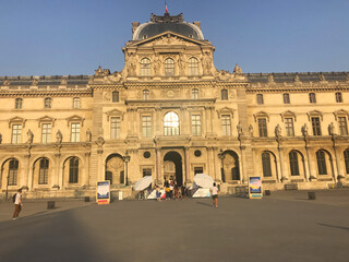 The Louvre Palace Museum near the pyramid in Paris, France