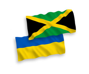Flags of Jamaica and Ukraine on a white background