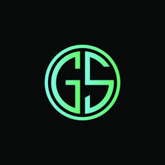 Fototapeta premium GS MONOGRAM letter icon design on BLACK background.Creative letter GS/ G S logo design. GS initials MONOGRAM Logo design.