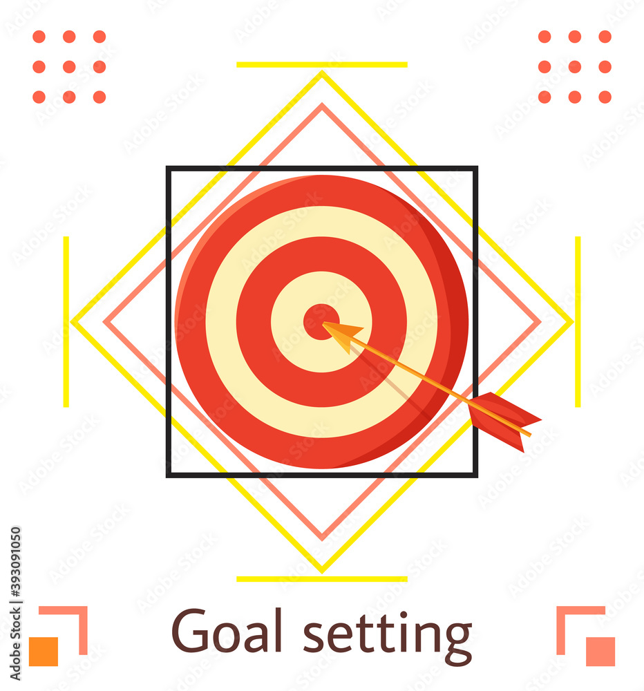 Aufkleber target with an arrow in the red center. business goal concept with geometric simple elements on whit