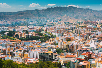 Fototapeta premium Malaga, Spain. Residential houses in Malaga, Spain. Skyline. Elevated View