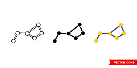 Big Dipper icon of 3 types color, black and white, outline. Isolated vector sign symbol.