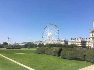 The Louvre Palace Museum near the pyramid in Paris, France