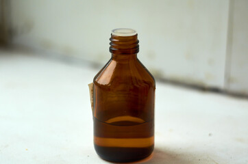 Photo of brown glass medicine bottle
