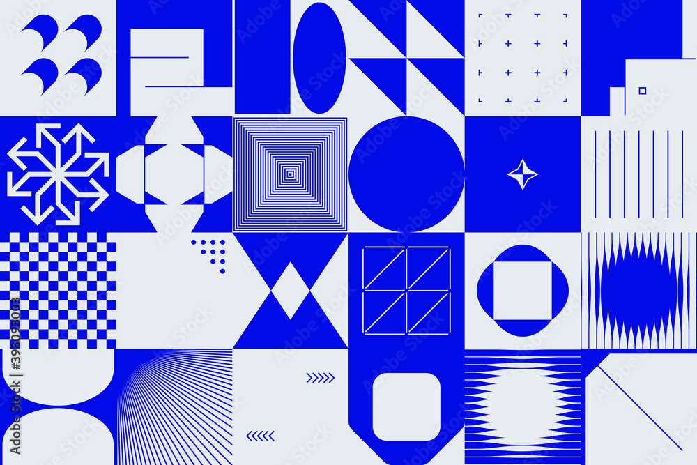Poster modern brutalism inspired design artwork abstract vector pattern graphics with bold geometric shapes