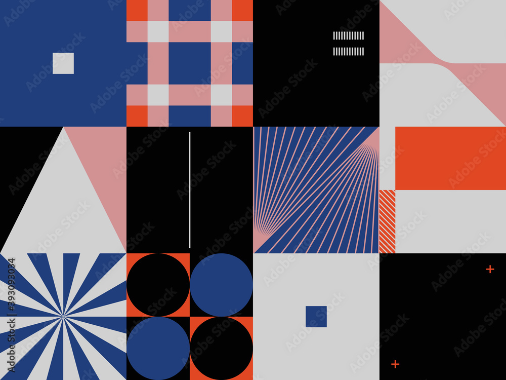 Poster hi-tech aesthetics of electronic abstract vector pattern graphics made with colorful geometric shape