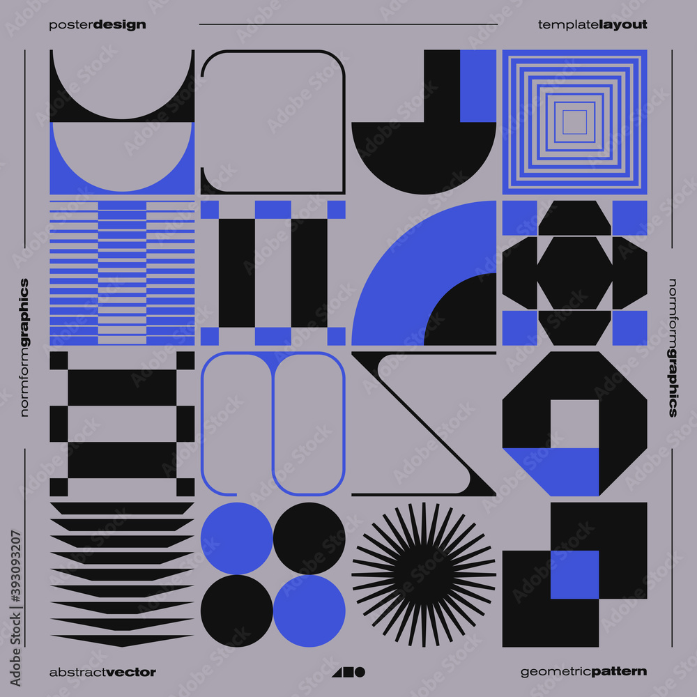 Poster neomodern poster design layout with abstract vector geometric shapes and forms