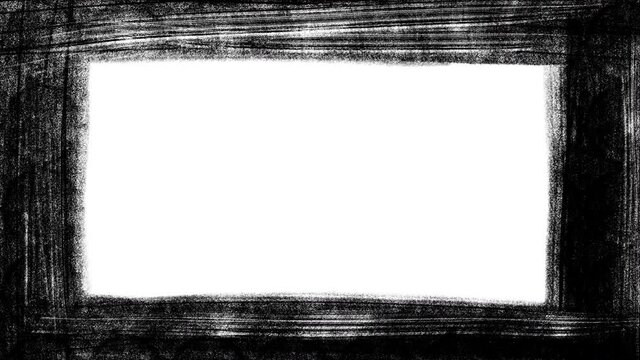 Wide sketchy border frame, stop motion animation isolated on a white background