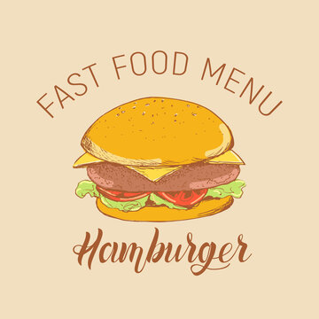 Vector image of a hamburger in sketch style.