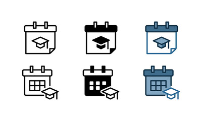 School schedule icon. With outline, glyph, and filled outline styles