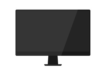Flat vector realistic black monitor on a white background for a web mobile. 