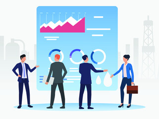 Business people working discussing issues data charts. business people with chart