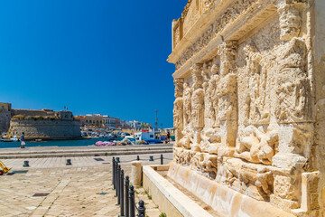 Greca fountain in old town Gallipoli, Lecce, Apulia, Italy - obrazy, fototapety, plakaty