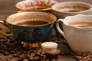 porcelain cups of coffee