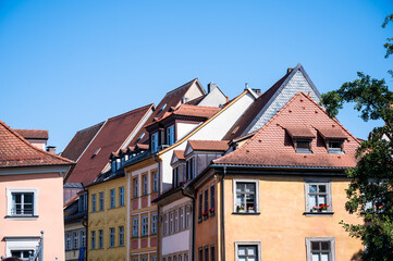 historical old houses in the center of bamberg in germany in the summer sun