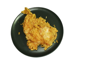 crispy fried chicken breast onplaye in white background