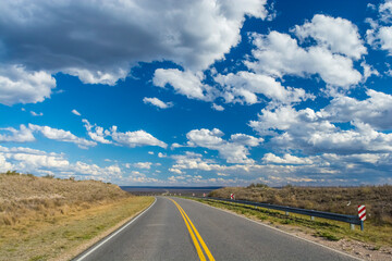 Route in the Pampas plain, Patagonia, Argentina
