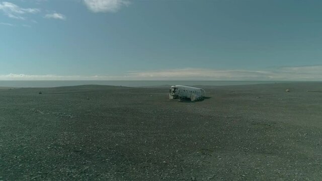 S&oacute;lheimasandur Plane Crash Site with Barron Landscape in South Iceland
