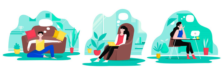 Set of freelance and remote work.