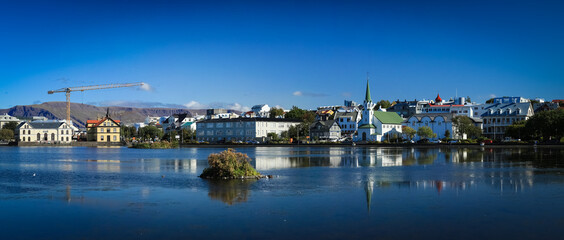 Naklejka premium Island, Reykjavik, Tjörnin