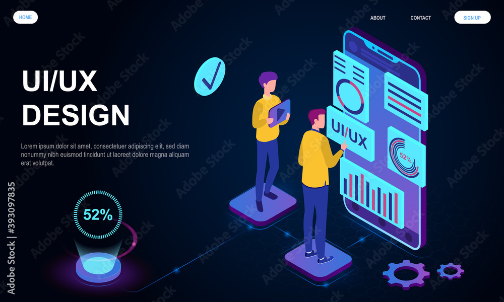 Poster ux ui concept. user interface. user experience. can use for web banner, infographics, hero images. i